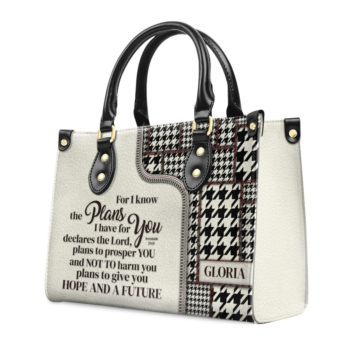 Personalized Christian Leather Handbag, Jeremiah 29:11 Bible Verse Purse, Hope and a Future Scripture Bag for Women BLAF47